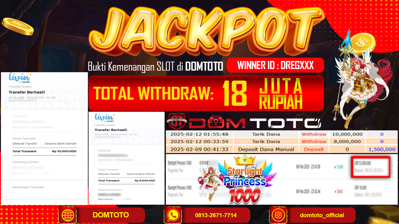JACKPOT SLOT STARLIGHT PRINCESS 1000 12 FEBRUARI 2025